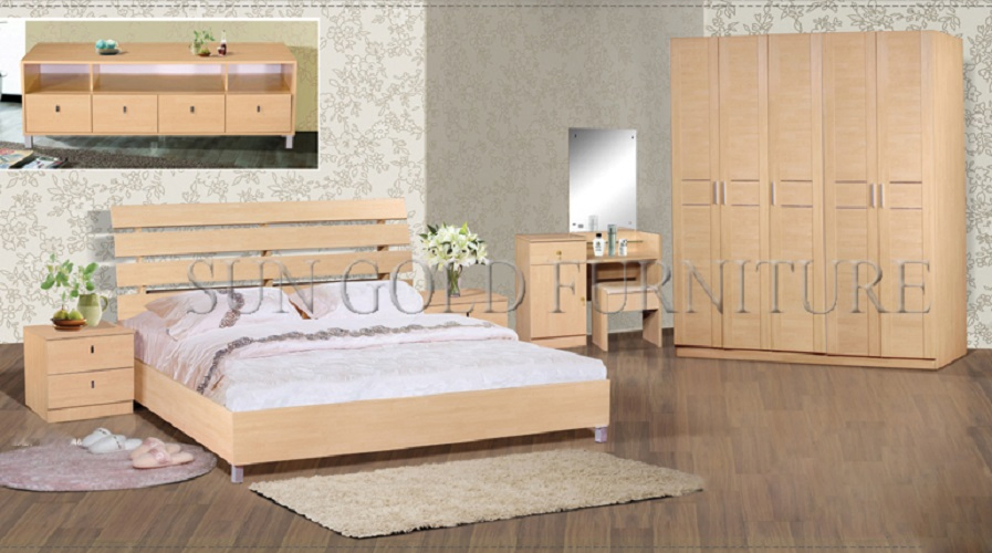 Muebles de dormitorio de alta calidad modernos, juegos de camas de madera de lujo (SZ-BF081)