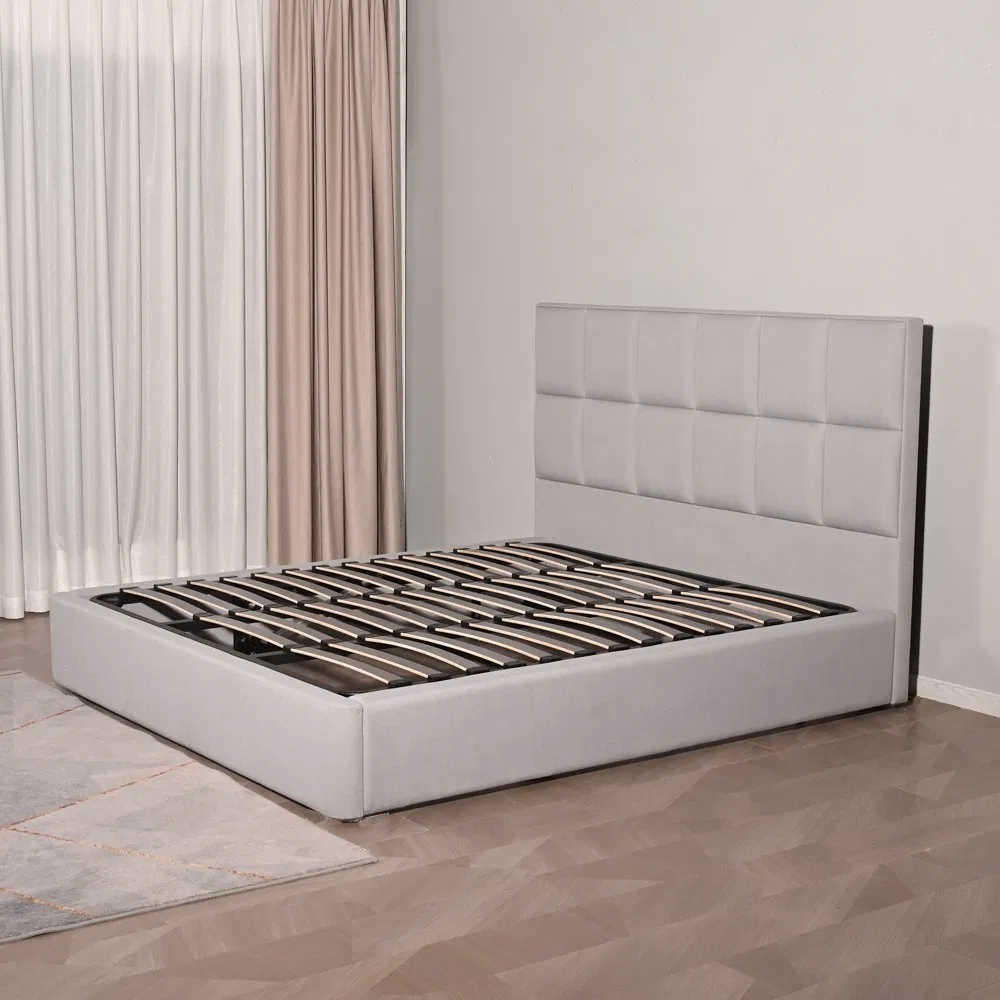 Cama moderna de cuero queen con almacenamiento