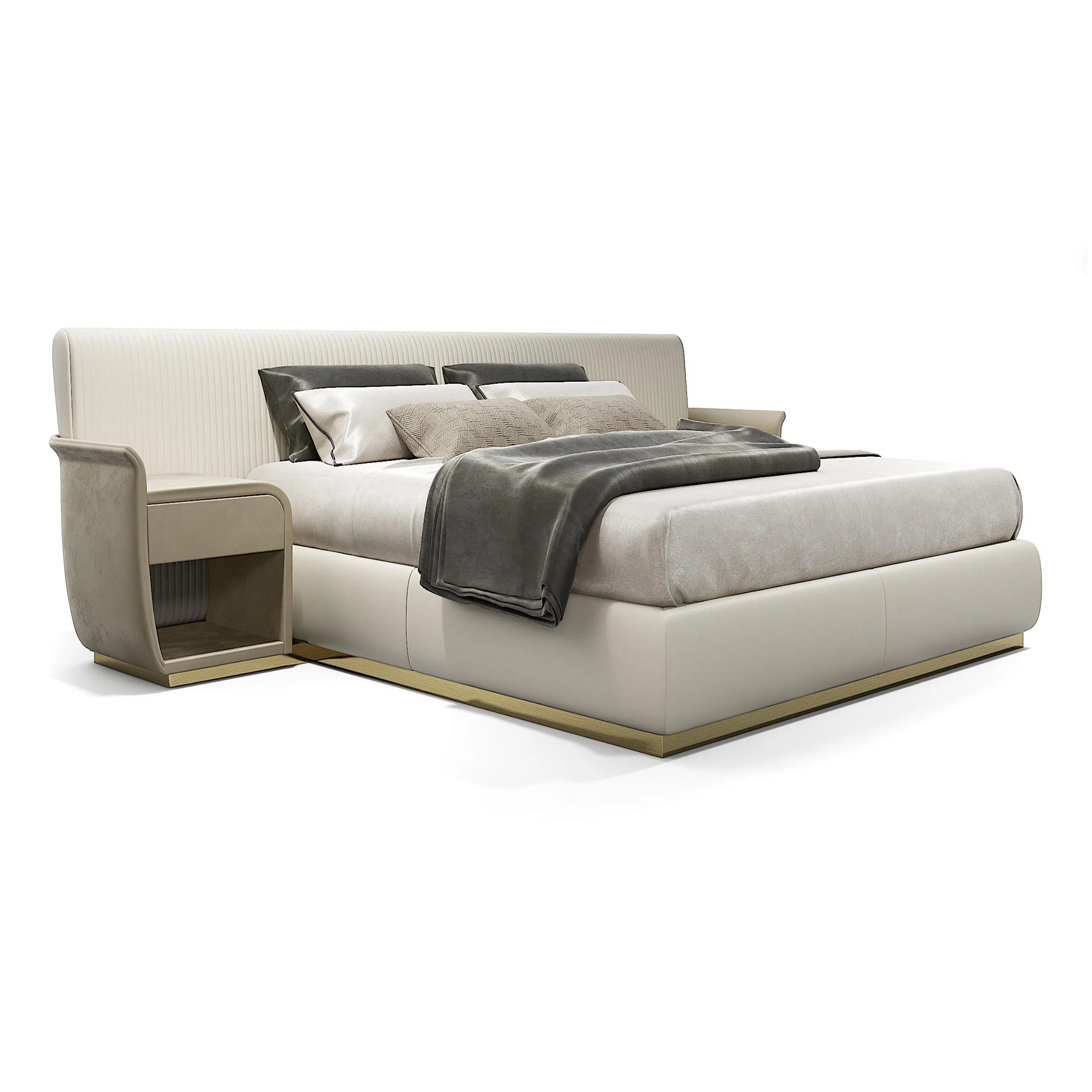 Muebles de dormitorio de cuero lujoso cama tamaño king cama tapizada de lujo