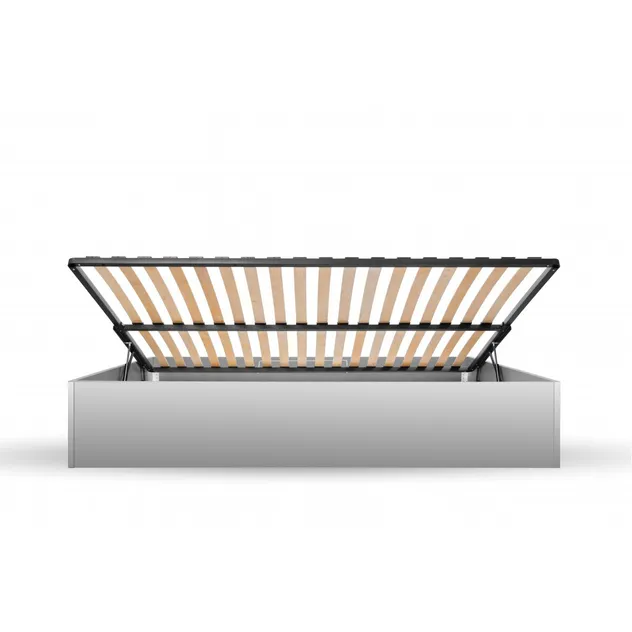Cama de almacenamiento de cuero gris de diseño doble rey reina