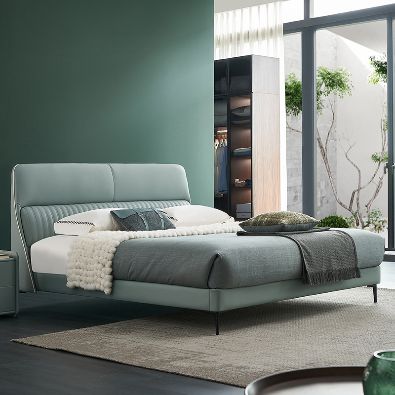 Nuevo diseño de cama plataforma doble de cuero sintético con almacenamiento, juego de dormitorio queen