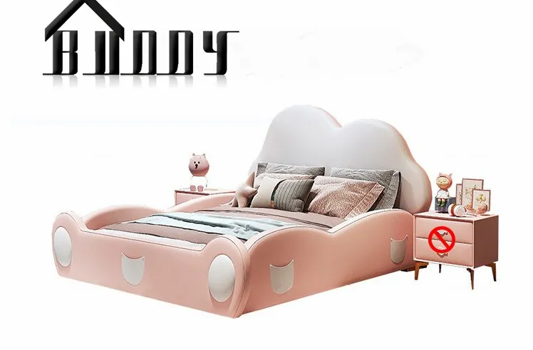 Conjunto de cama de cuero tamaño rey y reina para niños muebles cama