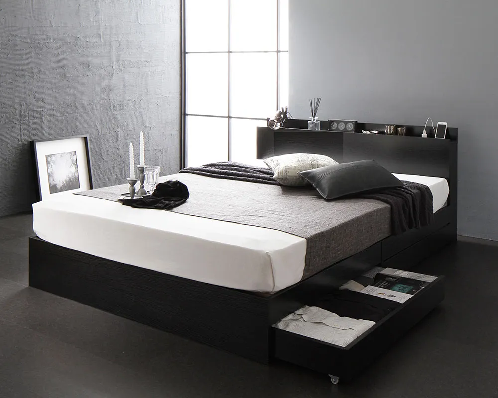 Cama de almacenamiento de madera moderna de lujo de MDF o aglomerado