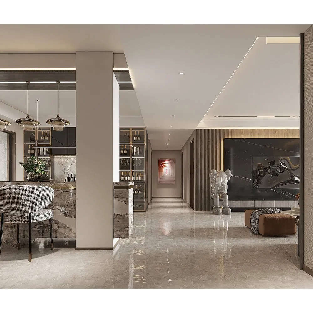 Muebles de dormitorio de mansión de lujo, suite moderna de penthouse para hotel y apartamento grande