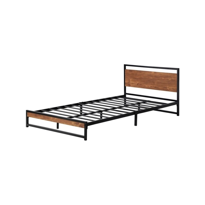 Solución de instalación fácil para el dormitorio, cama de plataforma de acero, cama de hierro con cabecera, cama de tamaño king, queen y full, marco de cama de metal