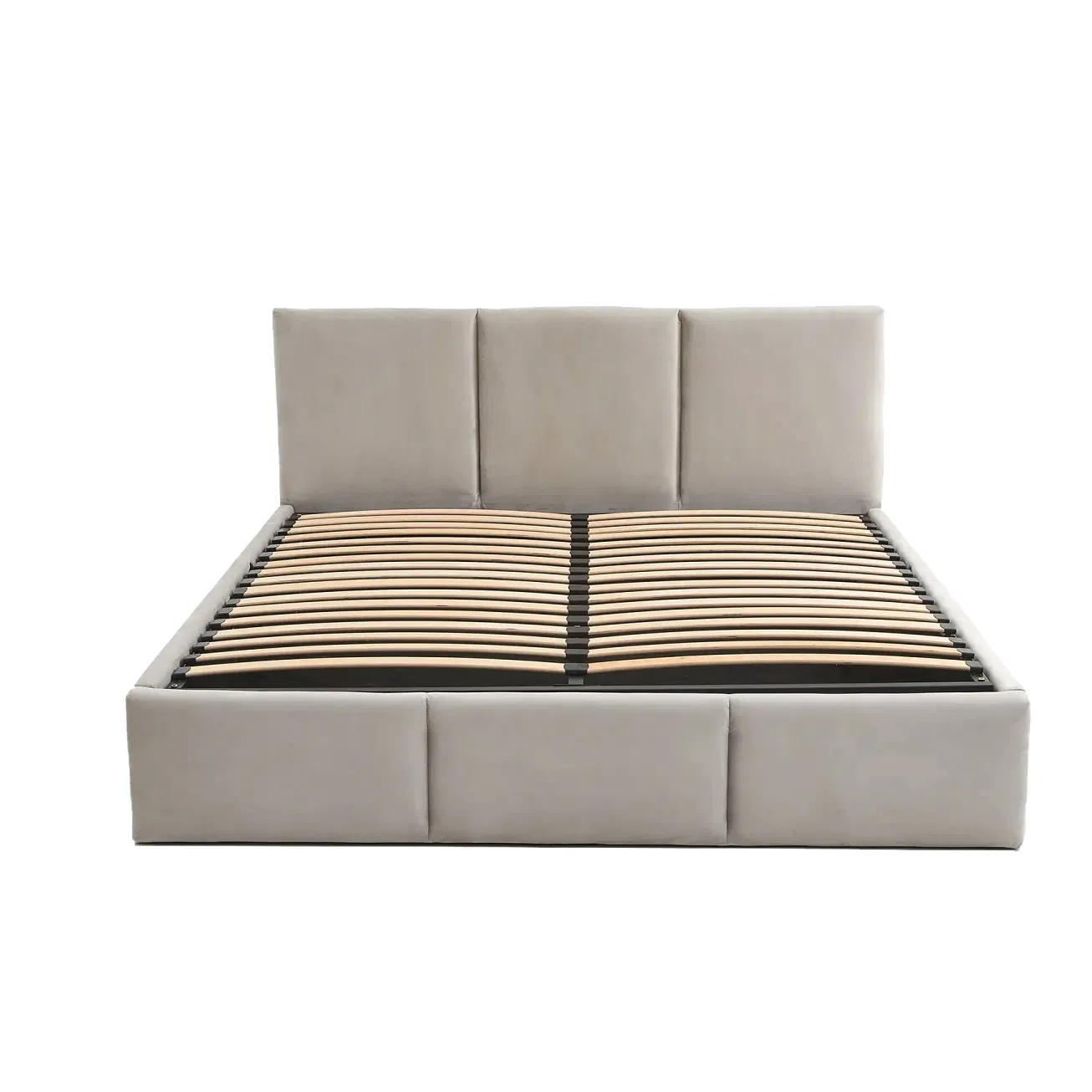 Conjunto de cama de dormitorio con marco de cama doble de tela de terciopelo de estilo europeo moderno con cabecero de madera, cama de almacenamiento a la venta, proveedor de fábrica