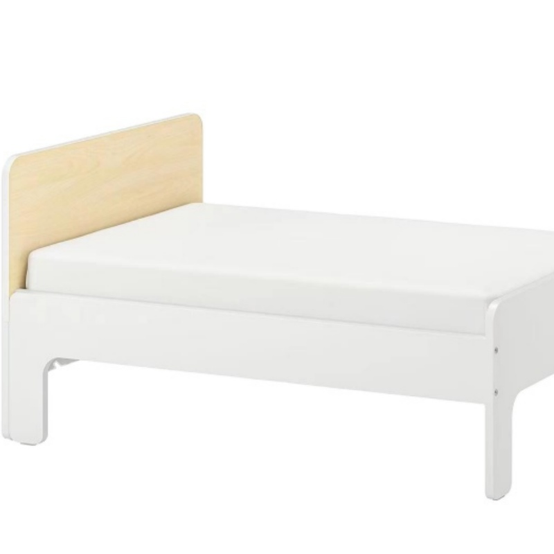 Cama infantil de plataforma de madera blanca sólida a precio razonable con almacenamiento en cajones