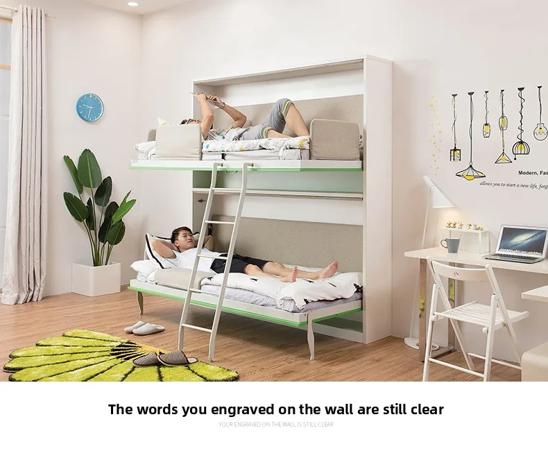 Cama Murphy plegable de tamaño pequeño personalizable para estudiantes, cama de pared con camas invisibles superiores e inferiores, mueble para el hogar