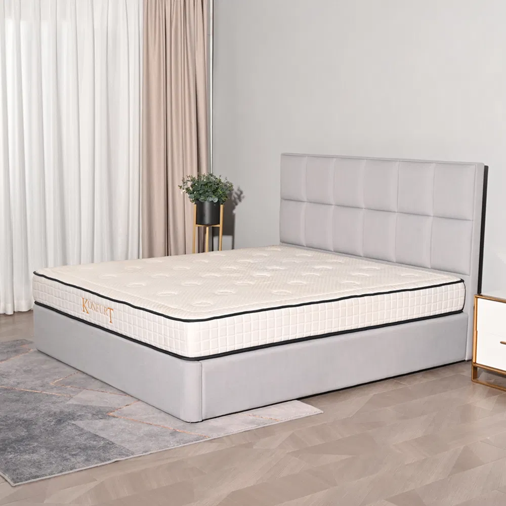 Cama moderna de cuero queen con almacenamiento