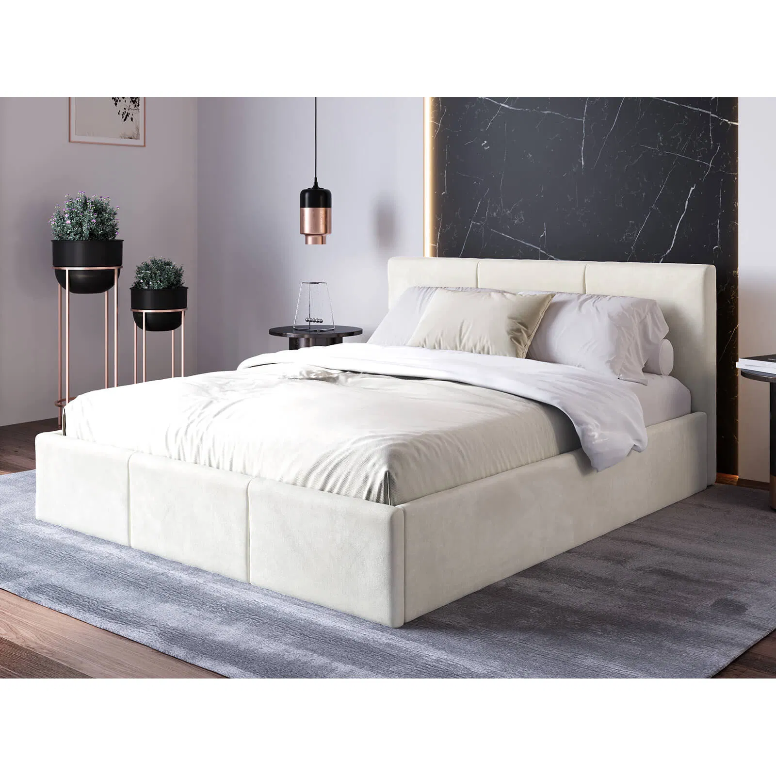 Cama de almacenamiento de cuero gris de diseño doble rey reina con cabecero de tela, marco de cama de metal con elevación única y pistón de gas para muebles de dormitorio en Turquía