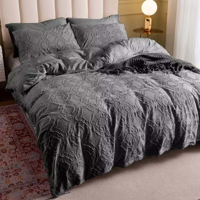 Conjuntos de dormitorio de lujo, decorativos, tufted, textura de flor cortada, tallado, juego de sábanas de tamaño queen y king, bordado, juego de funda nórdica boho
