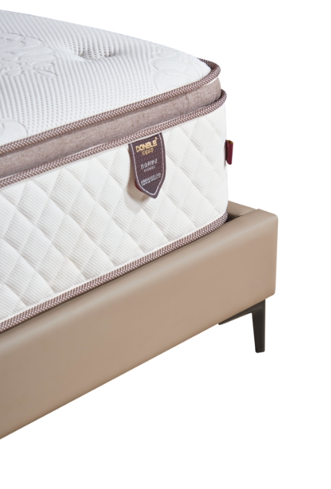Cama Tapizada Reina Tamaño King, Tela Lino/Cuero PU Fácil Montaje