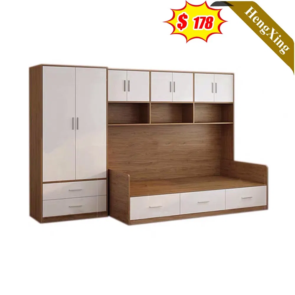 Mueble de dormitorio de cuero para el hogar, cama doble de masaje, cama de madera tamaño rey o reina, cama con caja de almacenamiento en la pared (HX-8ND9337)