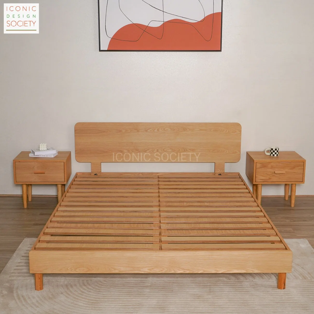 Muebles de dormitorio modernos diseño simple cama de tamaño king queen plana para hogar hotel de contrachapado de abeto natural fácil de ensamblar