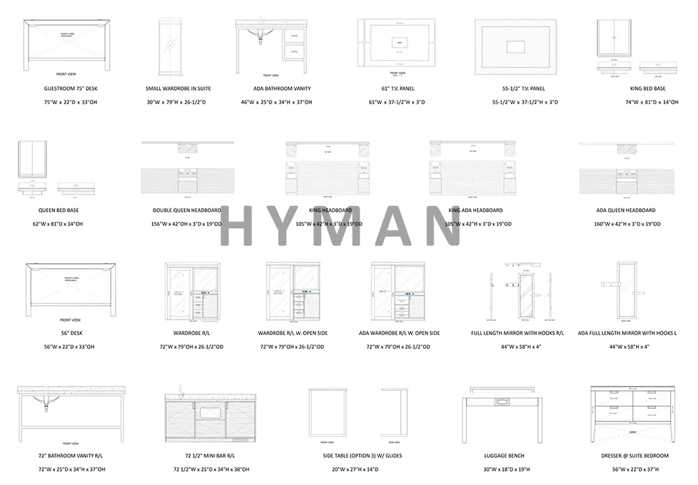Colección de Mesas de Noche de Lujo Cambria para Habitaciones de Hotel