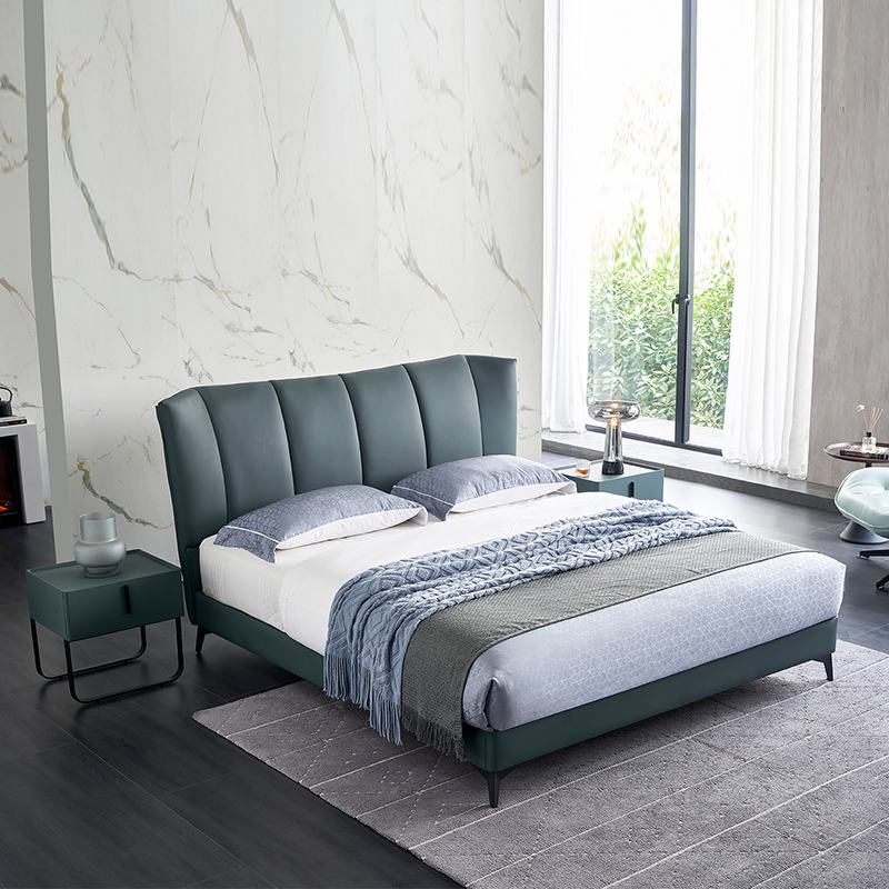 Venta Caliente Estructura de Cama de Madera Sólida Pierna de Cama de Acero Metálico Tamaño Rey Conjunto de Dormitorio de Reina