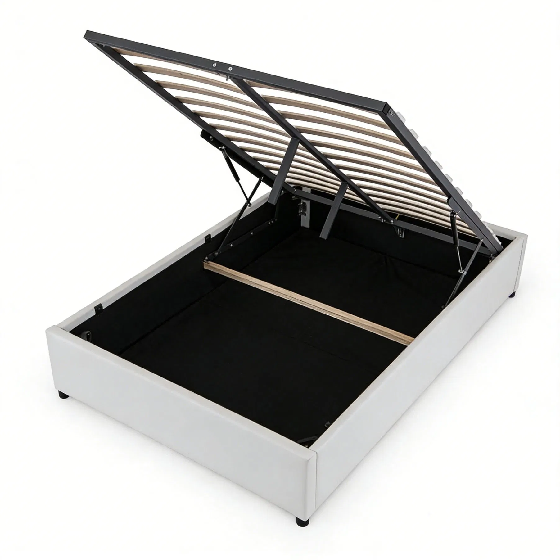 Cama de almacenamiento elevable de buena calidad con superficie tapizada de lujo para dormitorio