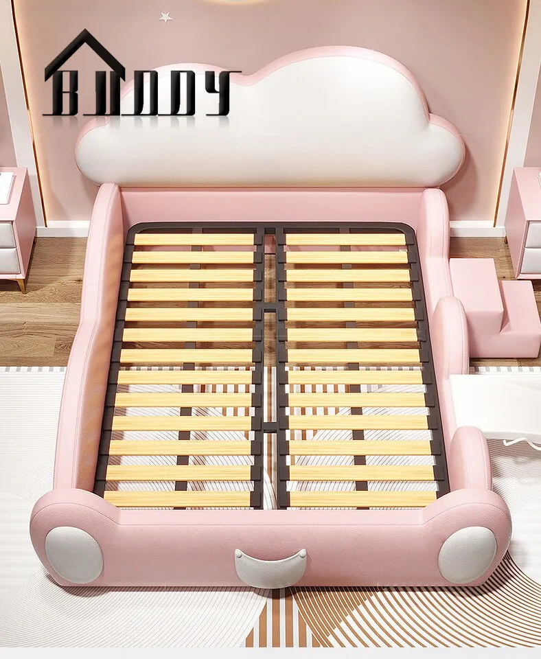 Conjunto de cama de cuero tamaño rey y reina para niños muebles cama