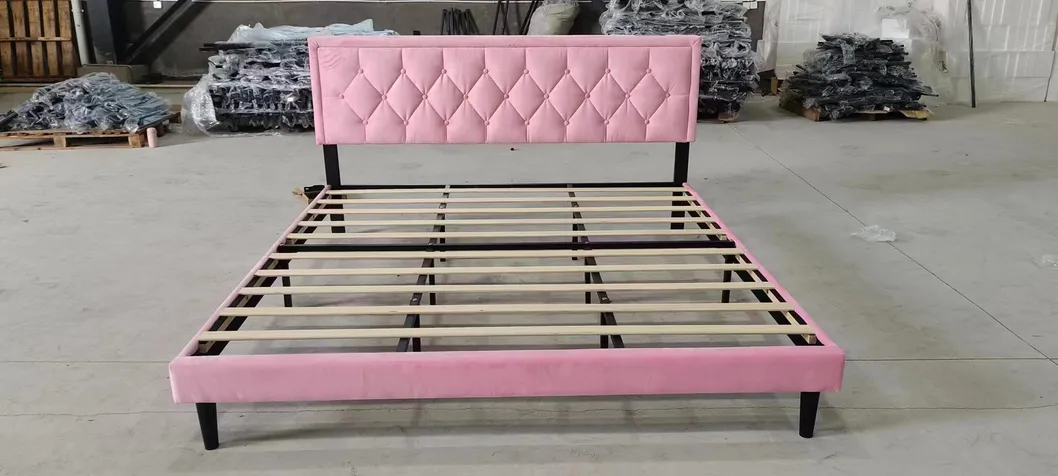 Base de cama tapizada para dormitorio, marco de cama tamaño completo
