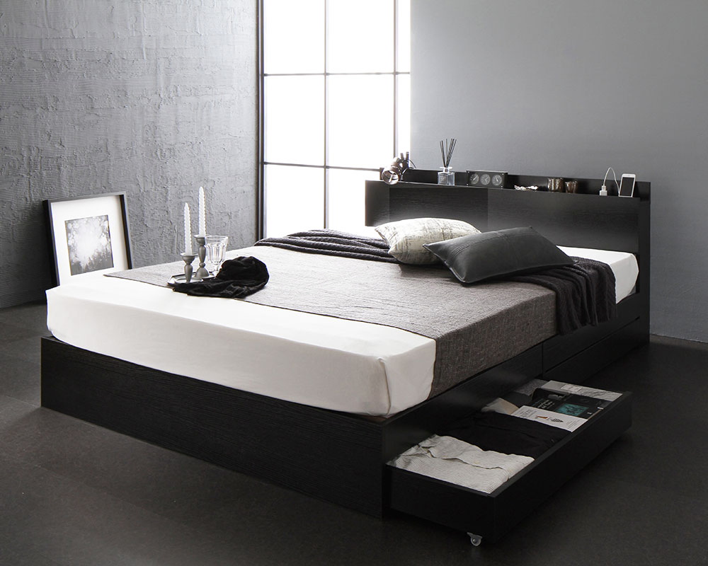 Cama de almacenamiento de madera moderna de lujo de MDF o aglomerado, venta al por mayor de cama individual, doble o king size con base de grandes cajones
