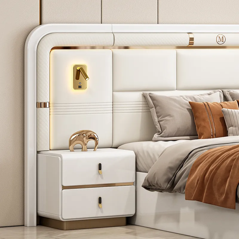 Conjunto de dormitorio contemporáneo de lujo moderno al por mayor de Foshan, cama king size de madera para habitación de hotel, muebles de dormitorio para el hogar