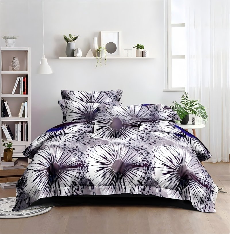 Juego de Ropa de Cama con Cortinas a Juego 6PCS para Dormitorio Rosa Lujo Floral Tamaño Rey Reina Juego de Sábanas y Cortinas