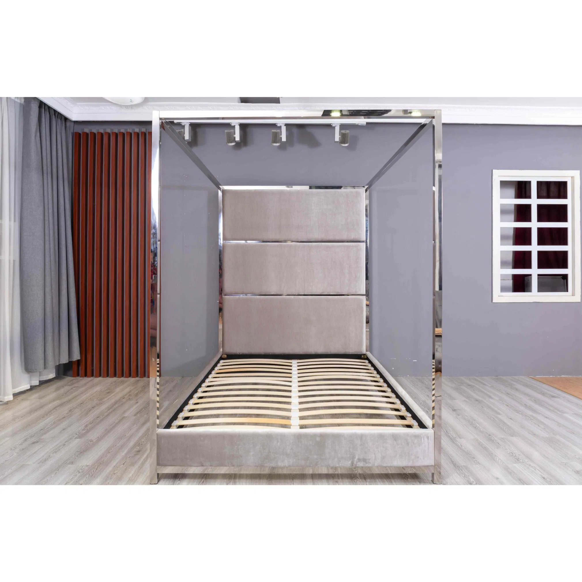 Muebles de dormitorio de lujo al por mayor Huayang Cama moderna tamaño king Cama de cuero Cama tamaño queen Cama con postes