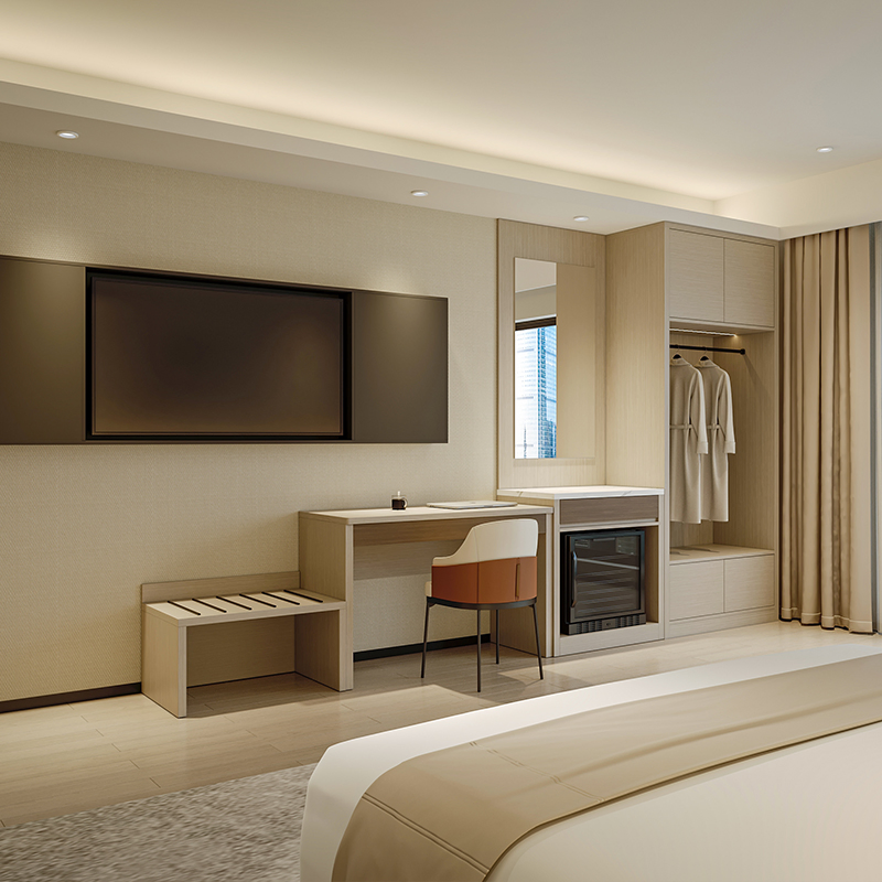 Conjunto de dormitorio de hotel de lujo personalizable de Foshan con E0 grado de tablero