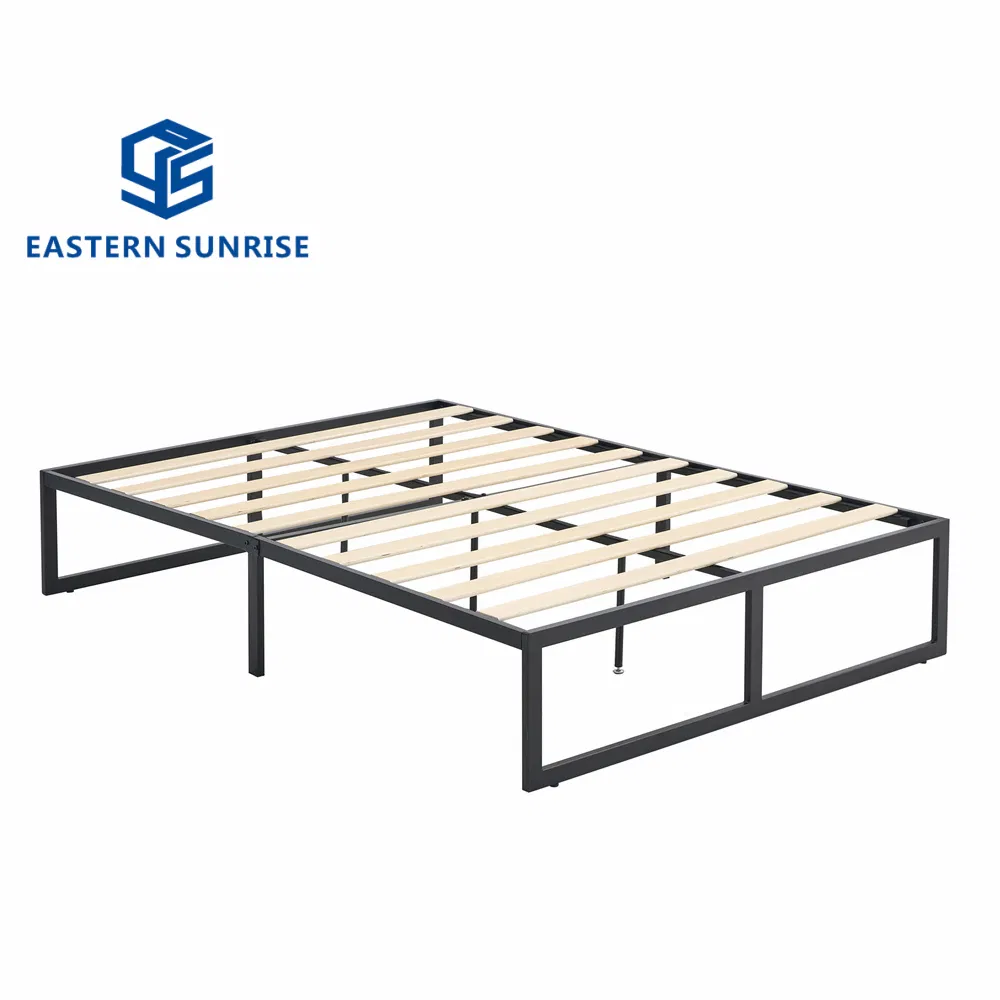 Cama de marco de metal con listones de madera tamaño individual doble para dormitorio cama de hierro