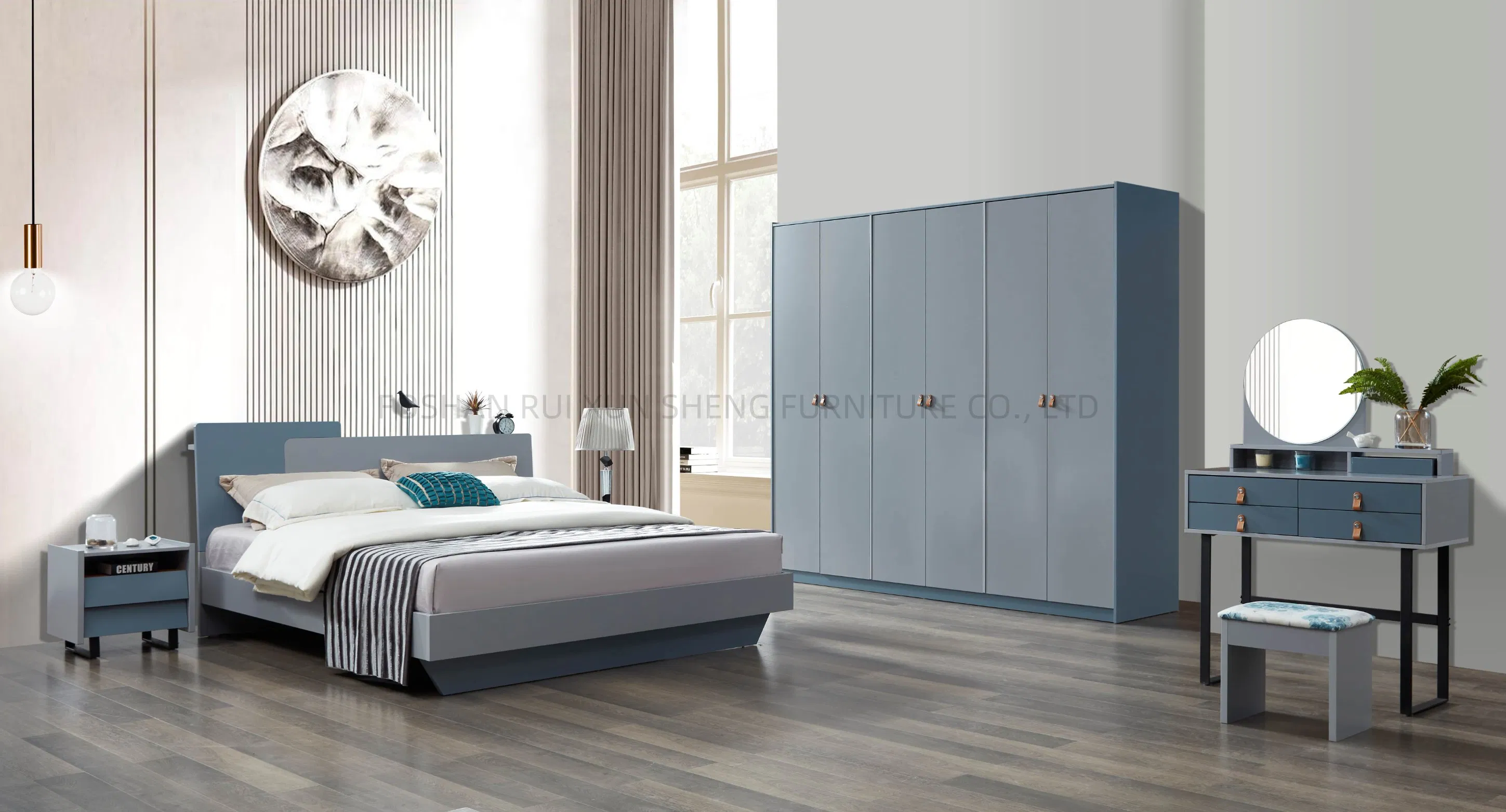 Diseño de Muebles Chinos Muebles para el Hogar Conjunto de Dormitorio Rey de Madera con Luces LED