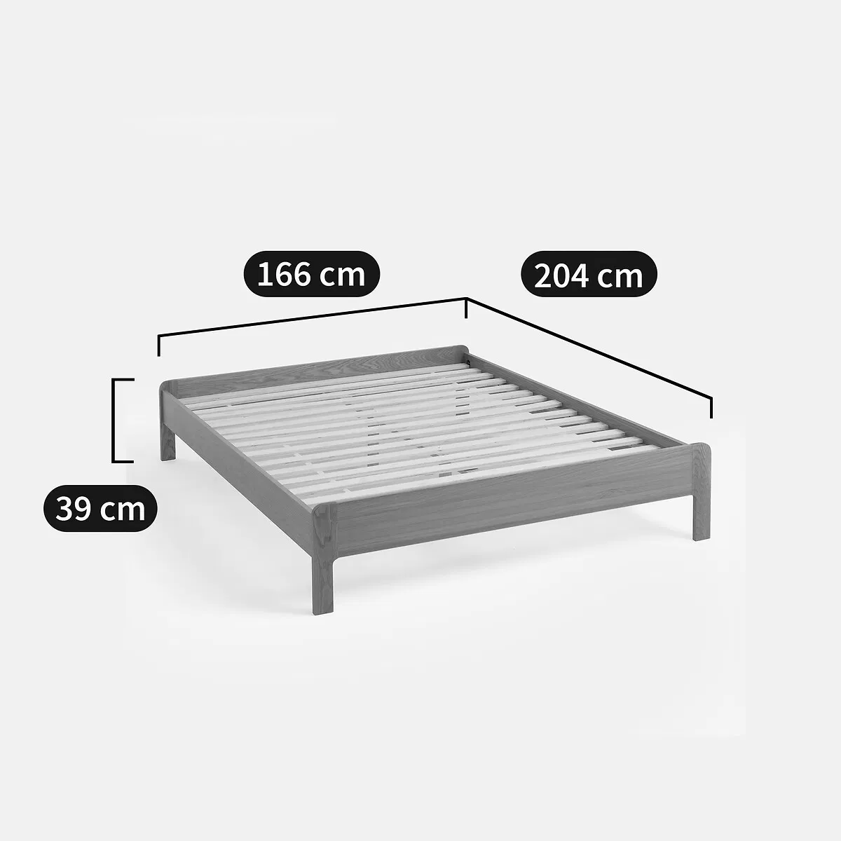 Cama de madera maciza contemporánea y elegante con marco de plataforma con borde de cuero para suite de hotel