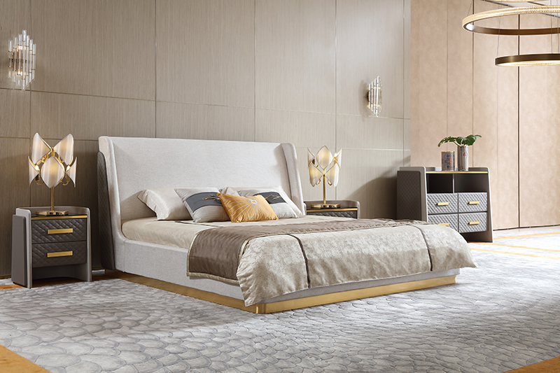Muebles para el hogar Villa de lujo Dormitorio Cama doble de cuero tamaño rey y reina