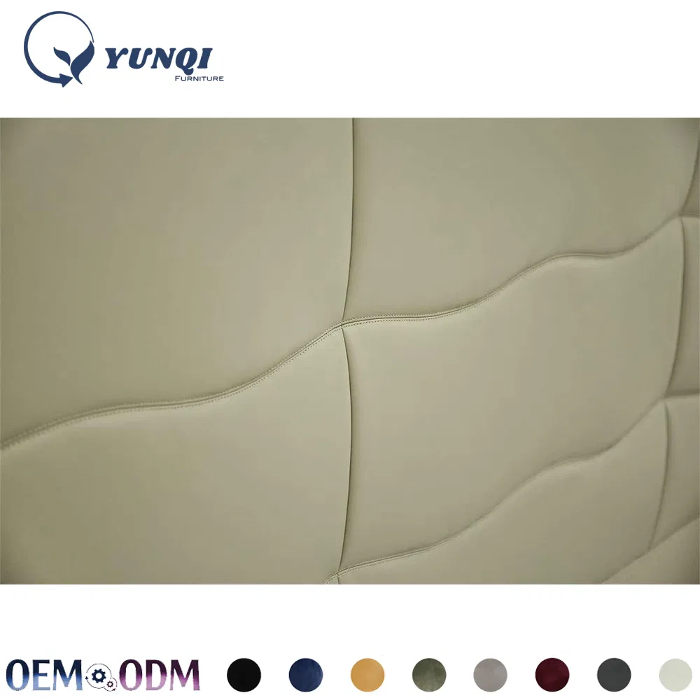 Conjunto de dormitorio de cama king size de lujo, cabecero alto y ancho, camas suaves con tapicería, camas de cuero modernas en blanco