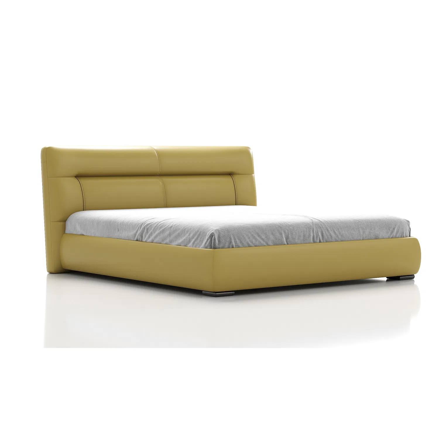 Cama de plataforma de cuero moderna para decoración de dormitorio de lujo