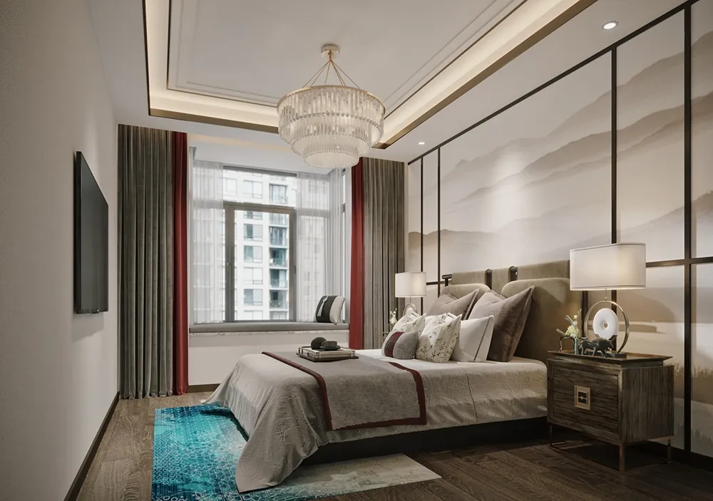 Muebles de dormitorio de lujo moderno, suite completa de penthouse para un espacio de vida de alto nivel