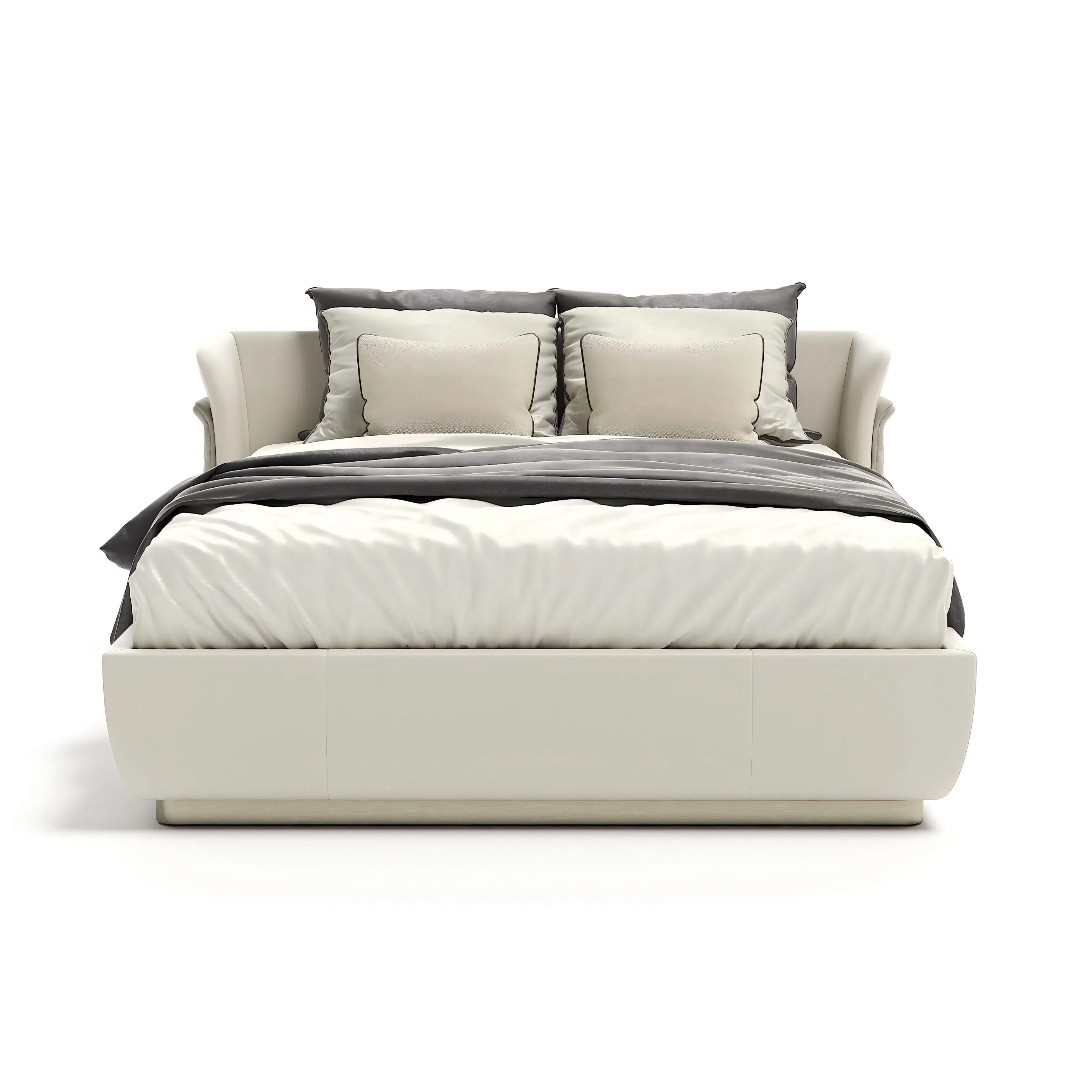 Muebles de dormitorio de cuero lujoso cama tamaño king cama tapizada de lujo