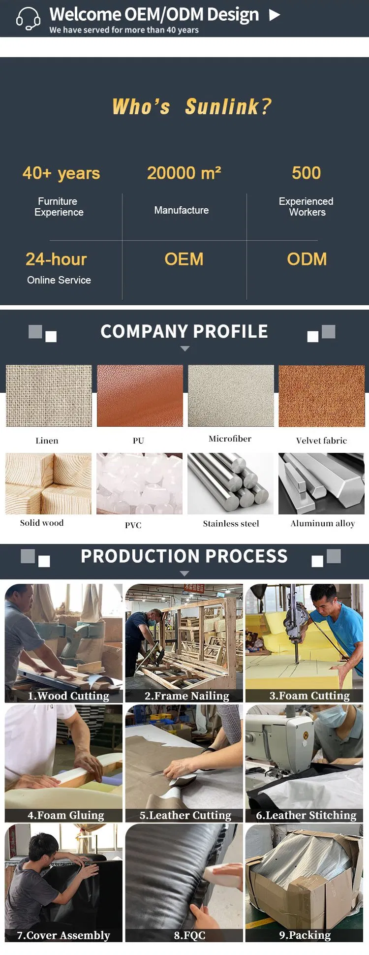 Línea de producción de muebles de diseño moderno