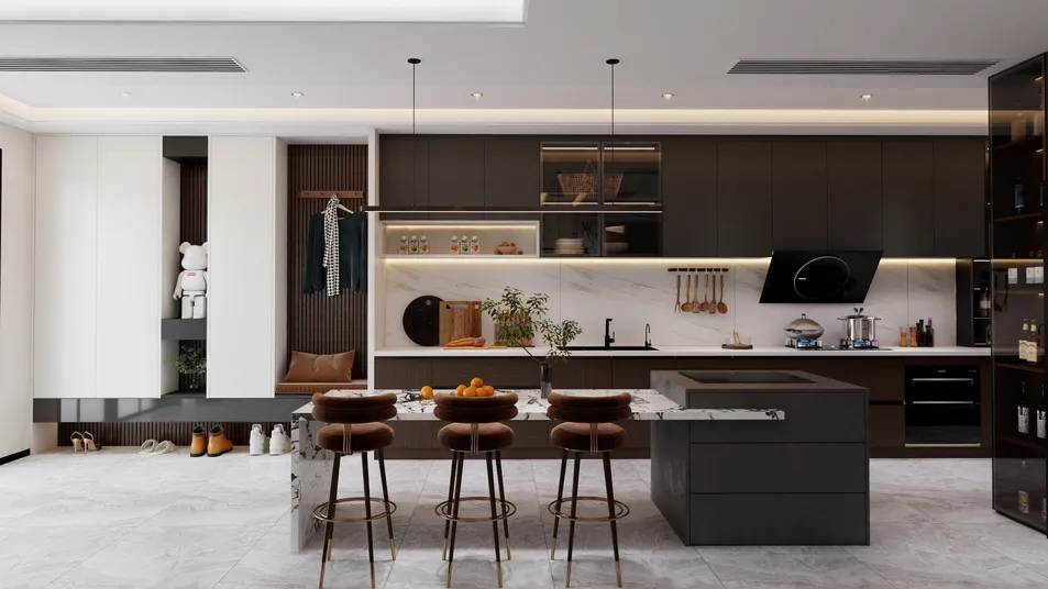 Cama King de Madera Sólida Elegante con Tapicería de Cuero Premium