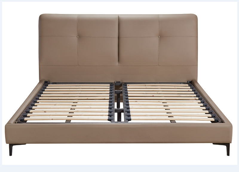 Cama Tapizada Reina Tamaño King, Tela Lino/Cuero PU Fácil Montaje