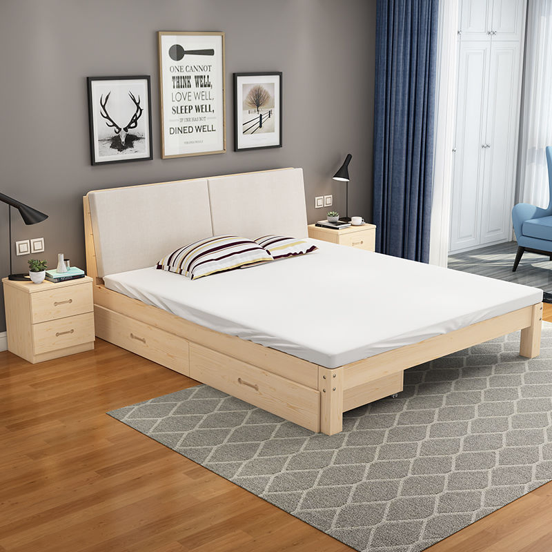 Cama doble de melamina para hogar moderno, cama individual de ocio con cajones, cama de pared de madera