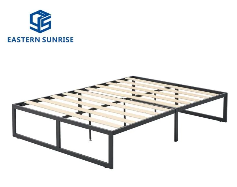 Cama de marco de metal con listones de madera tamaño individual doble para dormitorio cama de hierro