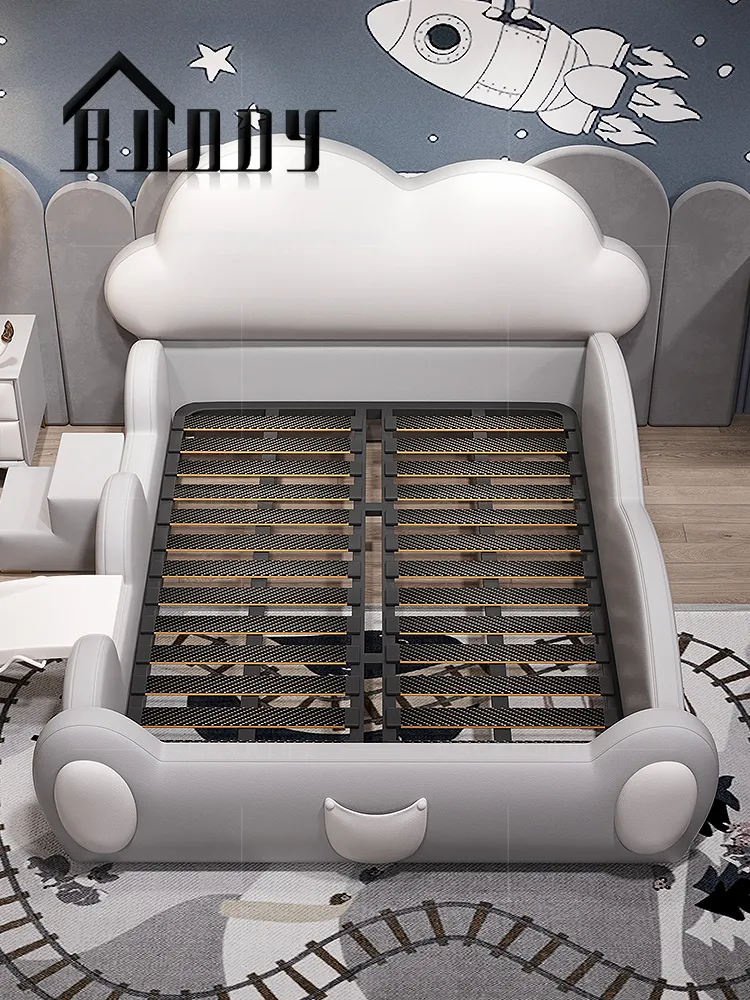 Conjunto de cama de cuero tamaño rey y reina para niños muebles cama