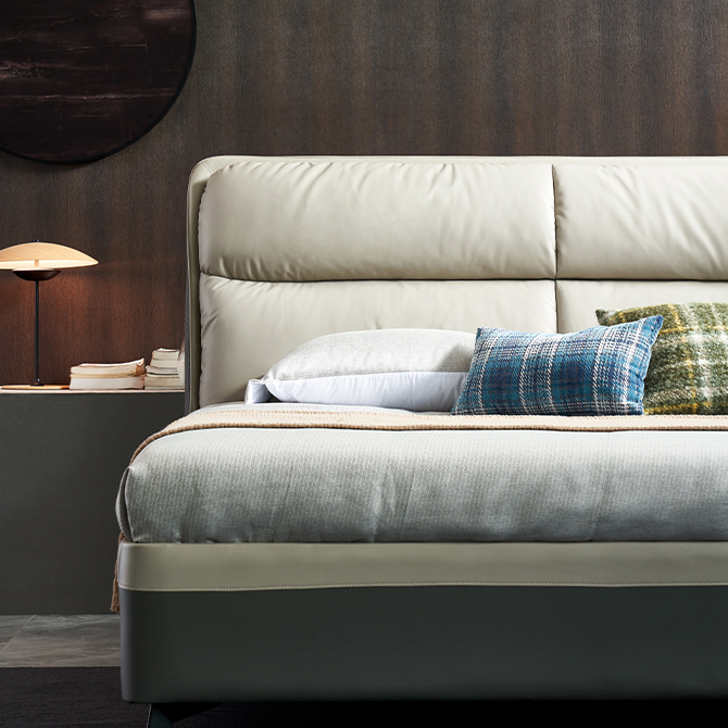 Cama Murphy de madera moderna de lujo, cama doble tapizada de acero, muebles de dormitorio, cama de cuero tamaño king