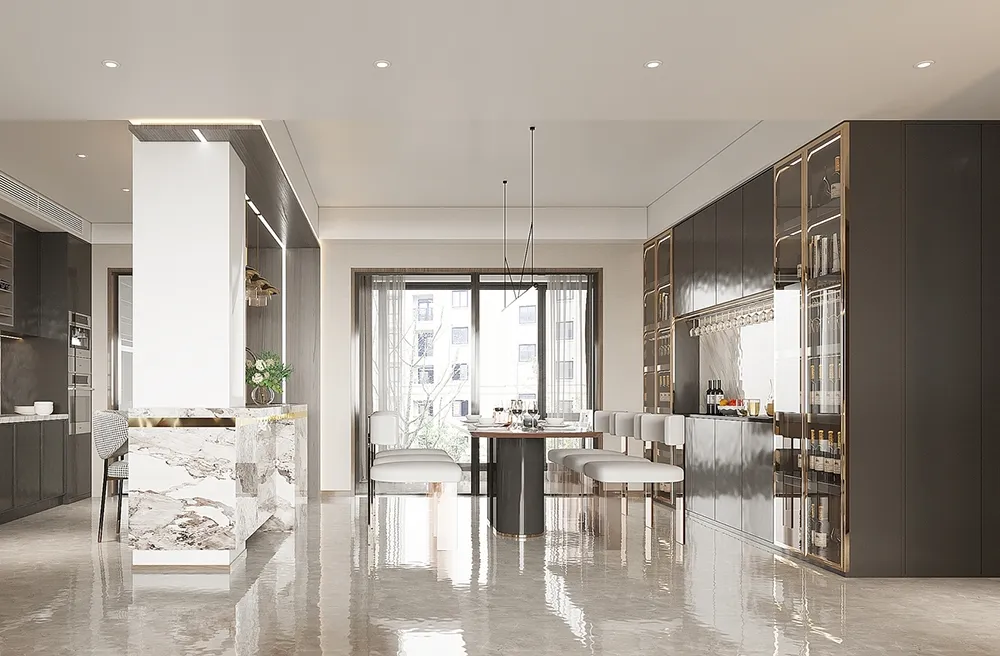 Diseño de suite moderna de penthouse