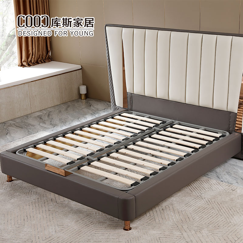 Conjunto de cama de cuero tamaño rey y reina de lujo para habitación principal 5 Muebles modernos de hotel de 5 estrellas