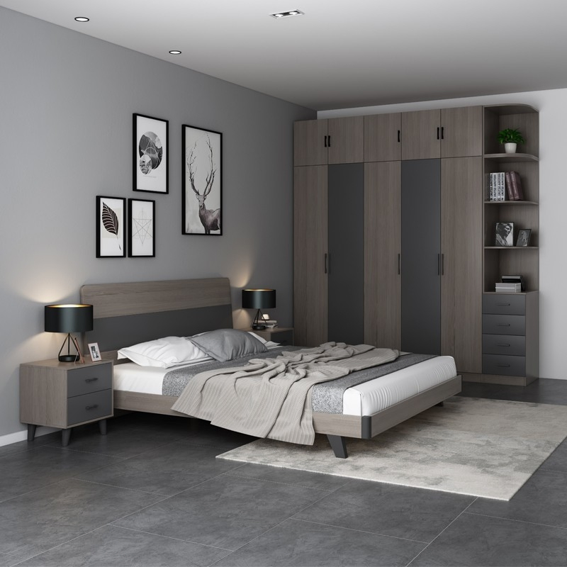 Muebles de madera al por mayor para exteriores de China, hotel, oficina, hogar, sala de estar, dormitorio, cama moderna de cuero genuino