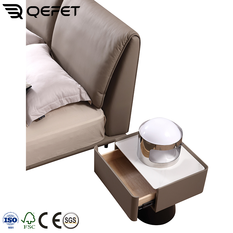 Cama doble moderna minimalista de lujo con marco de madera en tamaño queen y king para muebles de dormitorio de hotel