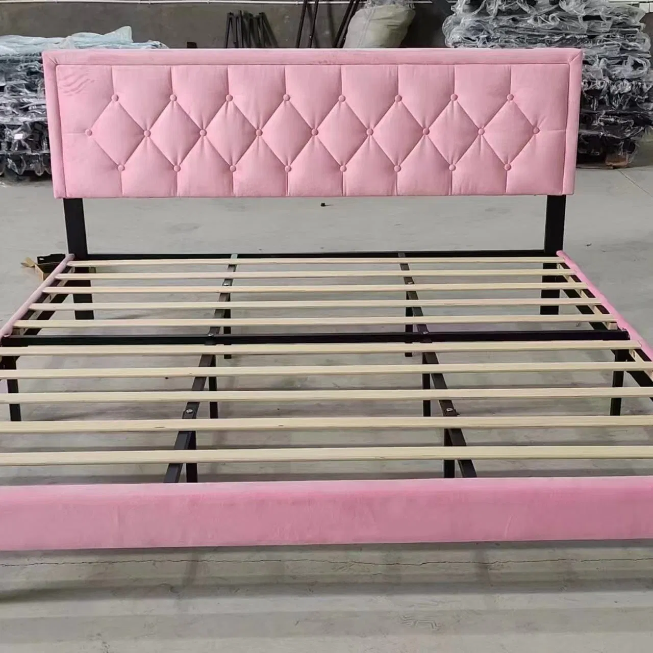 Base de cama tapizada para dormitorio, marco de cama tamaño completo