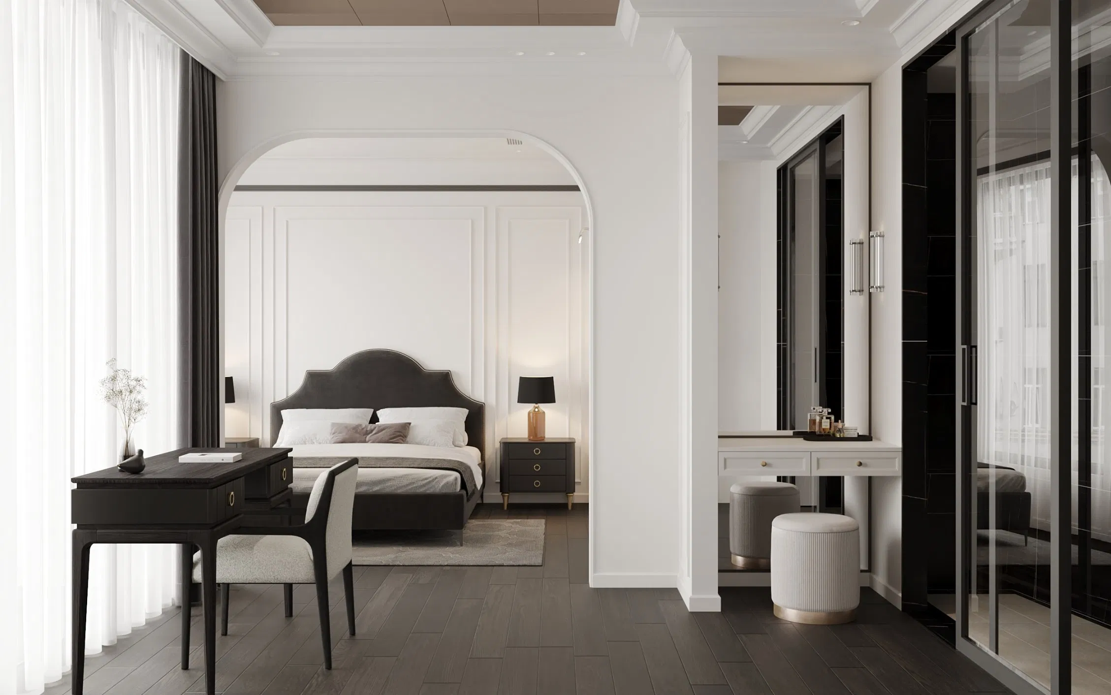 Muebles de dormitorio Cama de roble macizo de alta calidad Cama moderna de lujo