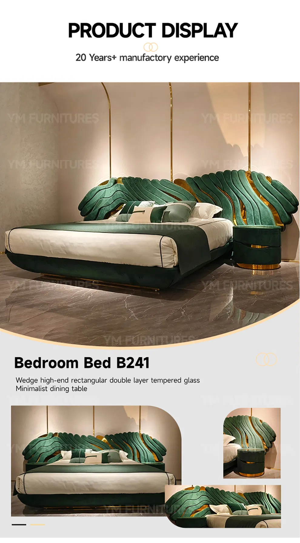Diseño de Ingeniería de Resort Hotelero Muebles de Dormitorio de Lujo Estrella Cama Doble de Cuero Tapizado Tamaño King